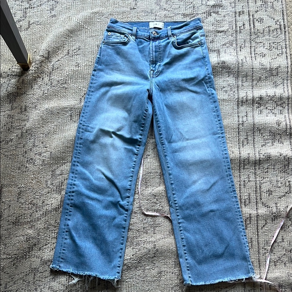 7 For All Mankind Blue Flare Wide Leg Jeans